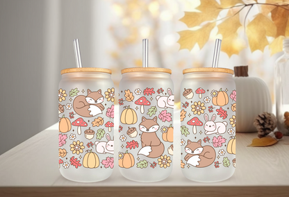 UVDTF Wrap Autumn Forest 16oz Can Glass, Mug, Tumbler, Halloween, Ready to apply, Permanent Waterproof Adhesive