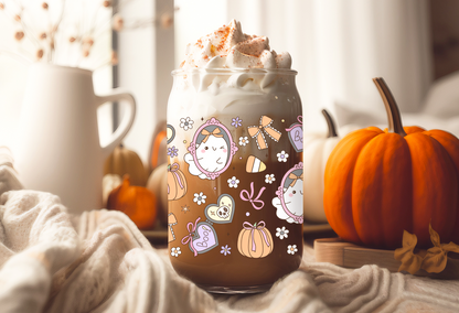 UVDTF Wrap Coquette Spooky Ghost Frames for 16oz Can Glass Mug Tumbler, Halloween Wrap, Ready to apply, Permanent Waterproof Adhesive (Copy)