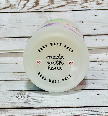 UVDTF Transfer Hand Wash Only 2" Round Made with Love for glasses and cups by the sheet, Permanent Waterproof Adhesive, Ready to Apply