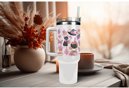 UVDTF Wrap Witchy Coquette Cats for 16oz Can Glass Mug Tumbler, Halloween Wrap, Ready to apply, Permanent Waterproof Adhesive