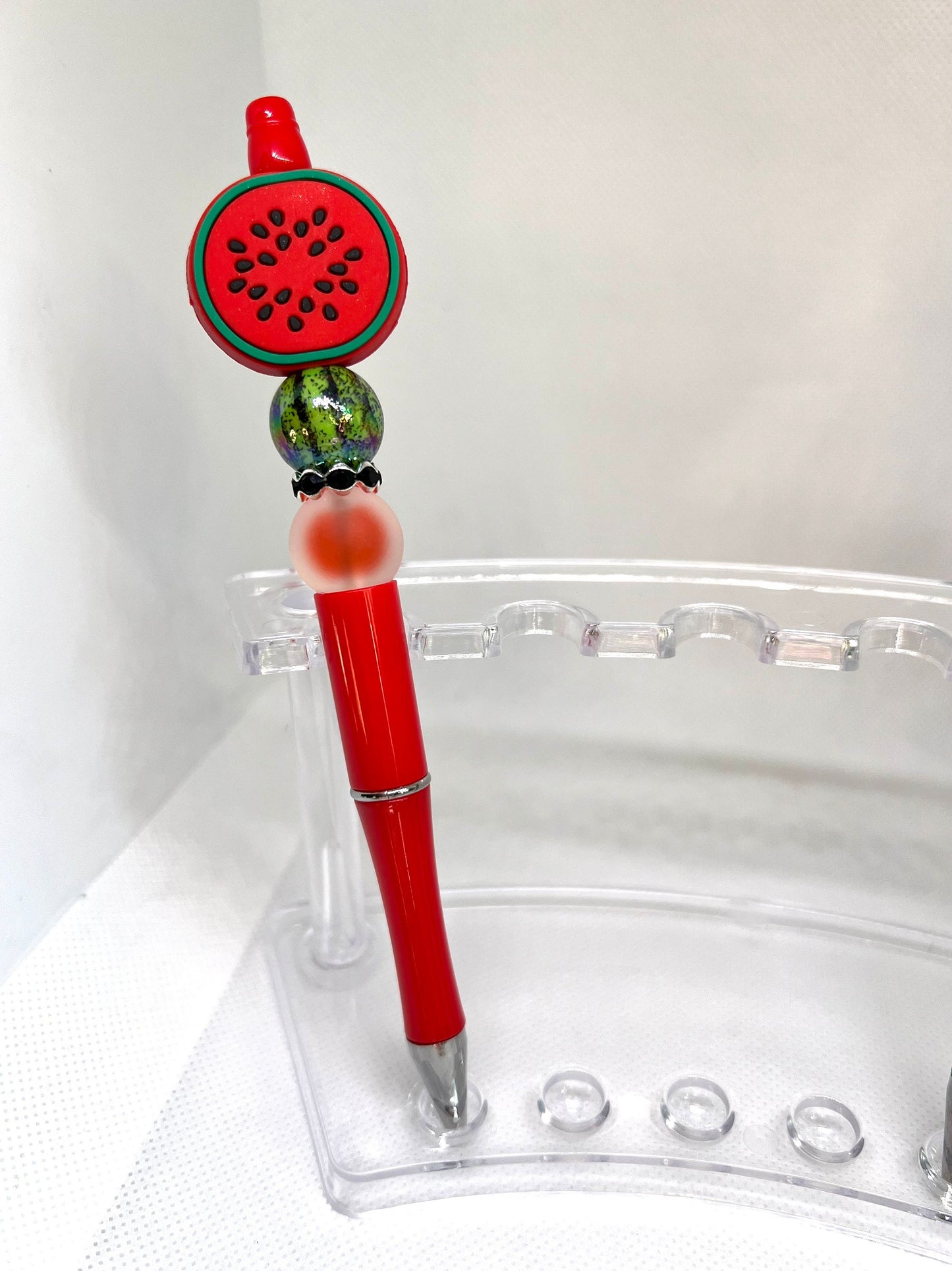 Watermelon Slices Seeds Beaded Pen, Fun Pens Acrylic Beads, Custom Pen, Retractable Ink Pen, Gifts for her, Gifts for Teacher,
