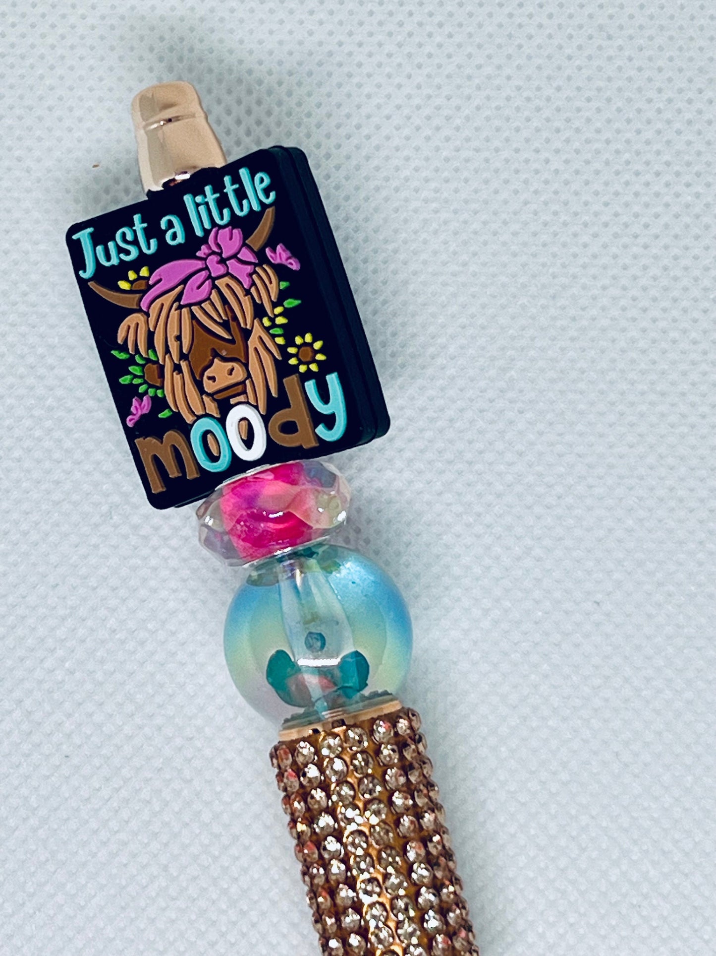 Beaded Pen Highland Cow Just a Little Moody