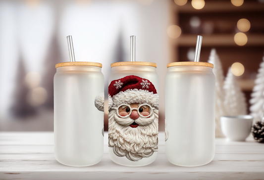 Faux Yarn Santa UV DTF Decal Christmas Transfer for Tumblers, Badge Reels, Ornaments  No-Weed Holiday Sticker