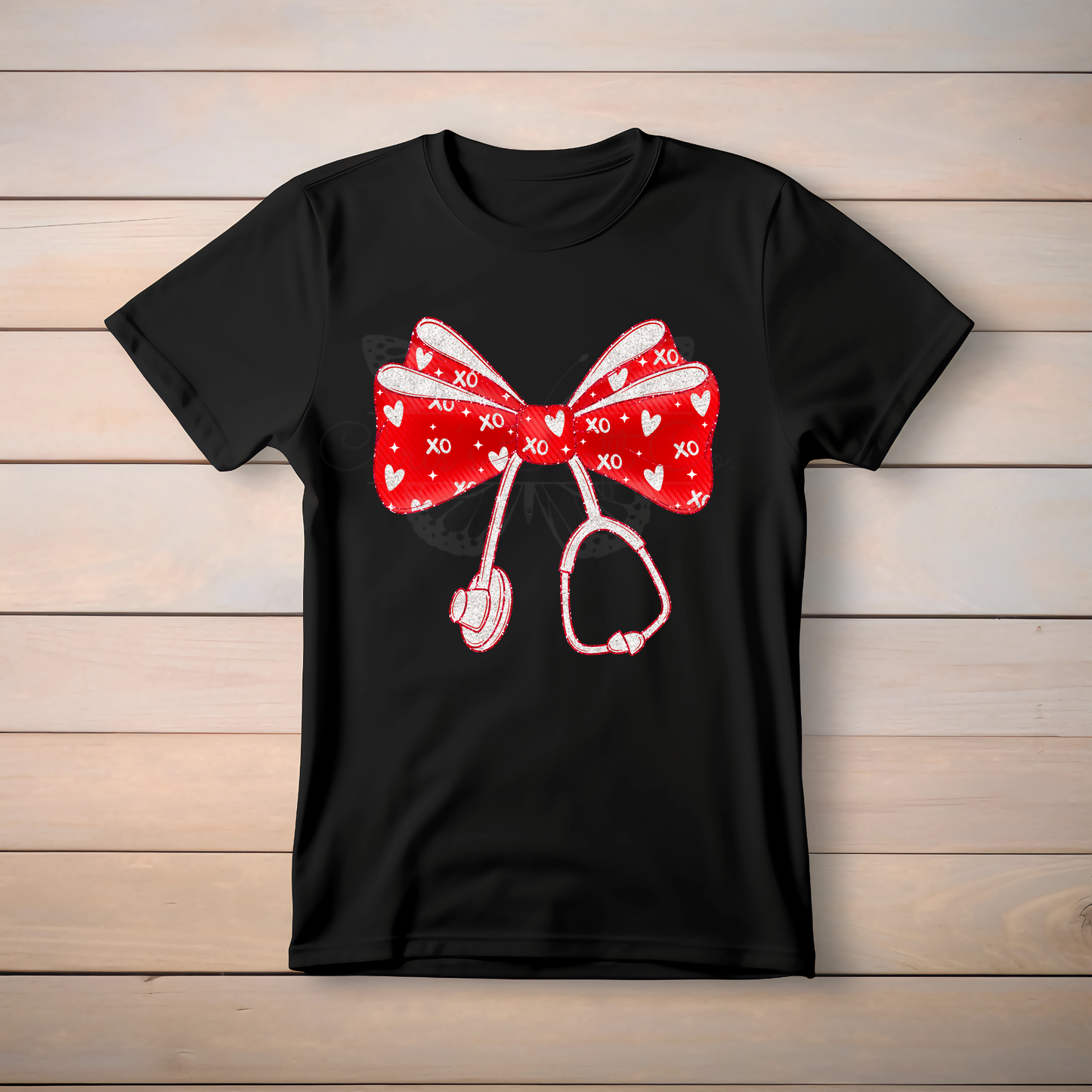Red XOXO Bow Stethoscope DTF Transfer, Valentine's Day Medical Profession Ready to Press