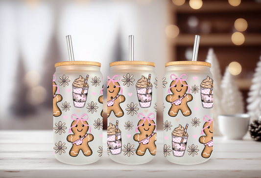 UVDTF WRAP Gingerbread Iced Coffee Man 16oz Can Glass, Mug, Tumbler
