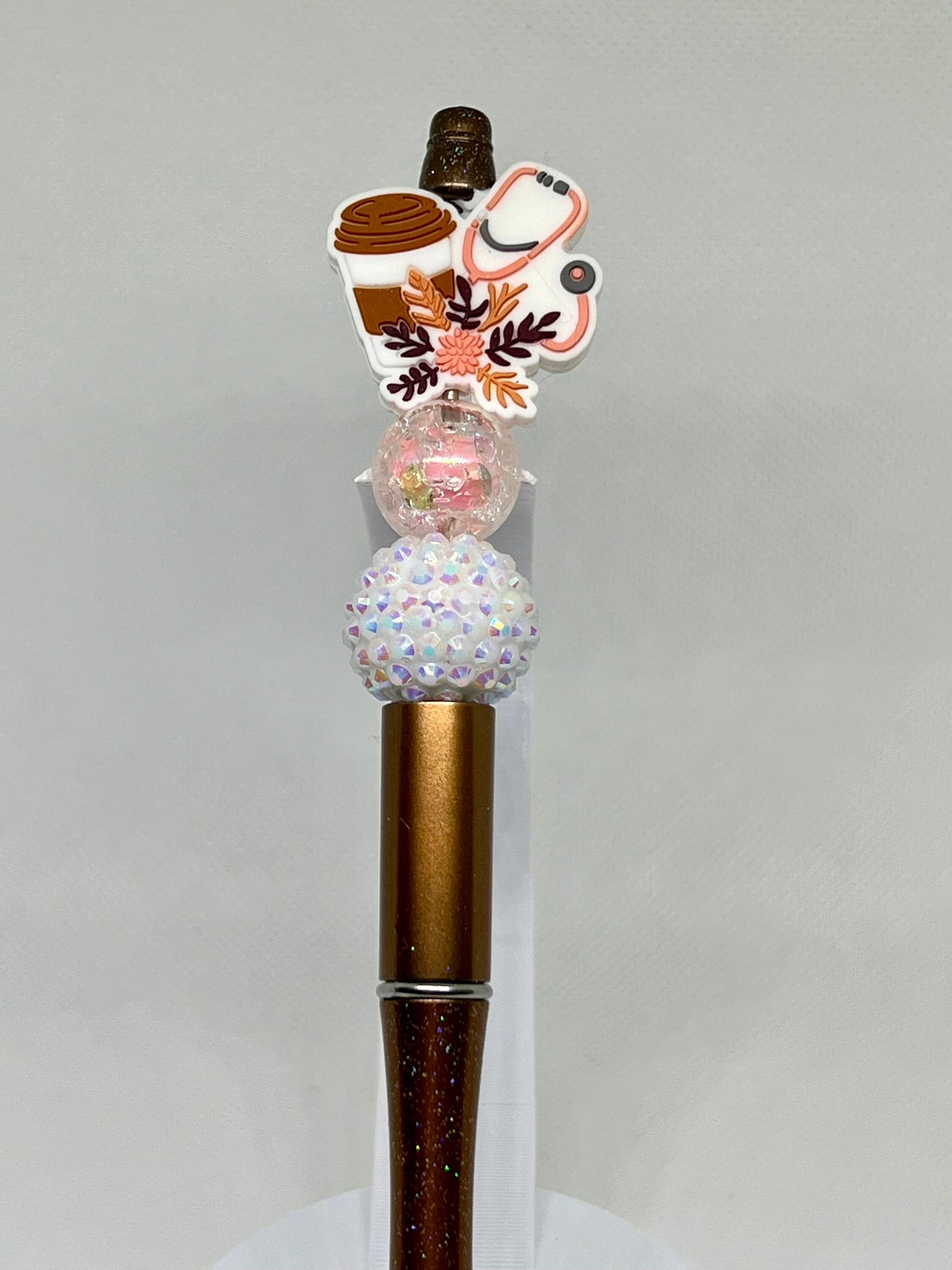 Nurse Beaded Pen Stethoscope Iced Coffee,  Funny Pen, Retractable Ink Pen, Graduation Gift, Nurse Gift, Gifts for Her, Gifts for Him