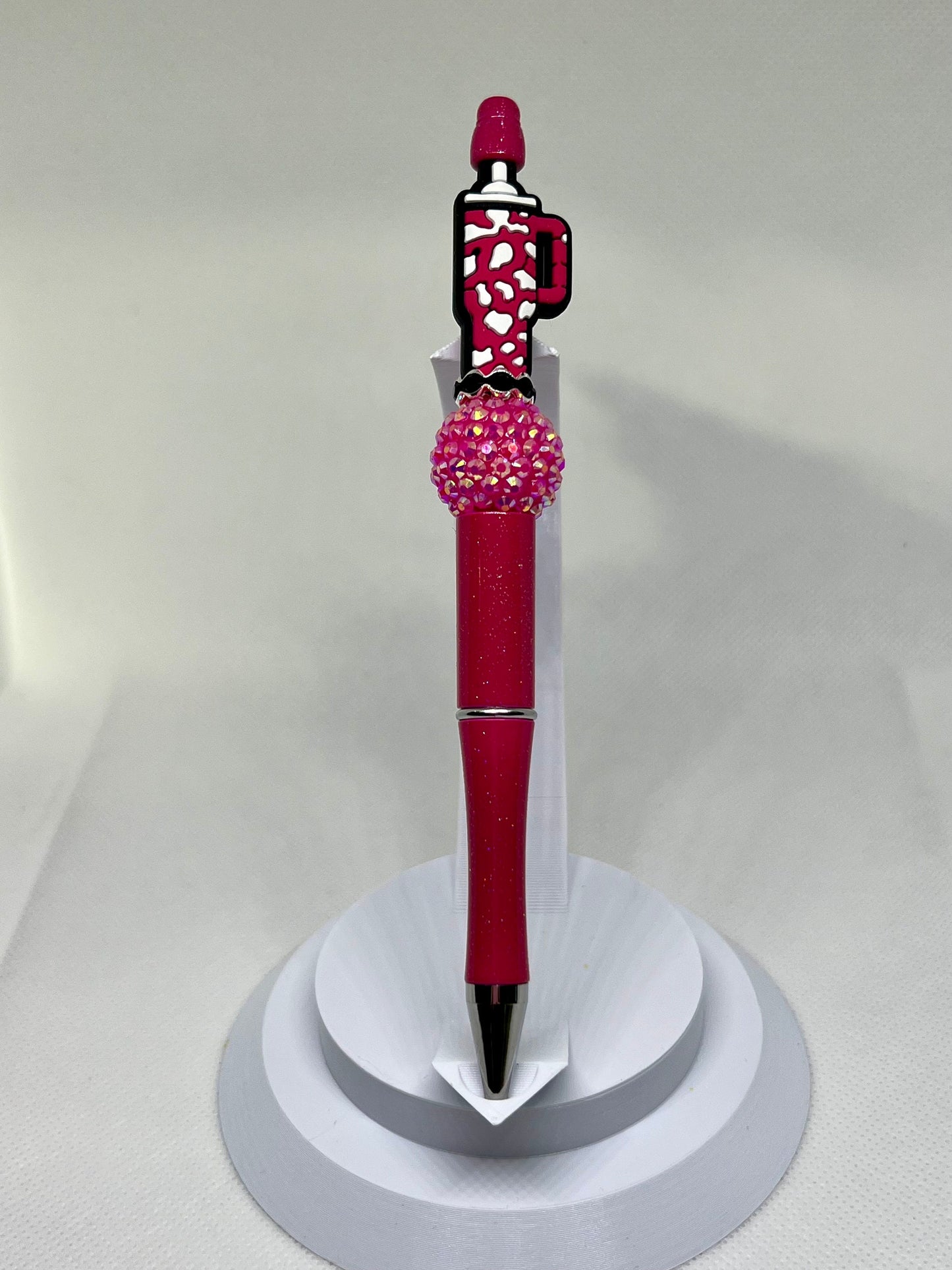 Beaded Tumbler Cow Print Pen Beaded Pen, Sarcastic Pen, Fun Pens Acrylic Beads, Custom Pen, Retractable Ink Pen, Gifts, Graduation