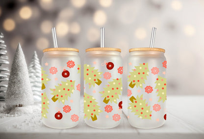 UVDTF Wrap Christmas Trees Ornaments for 16oz Can Glass Mug Tumbler, Ready to apply, Waterproof Permanent Adhesive, Double sided option