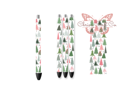 Christmas Tree UV DTF Pen Wrap Pink  Green Holiday