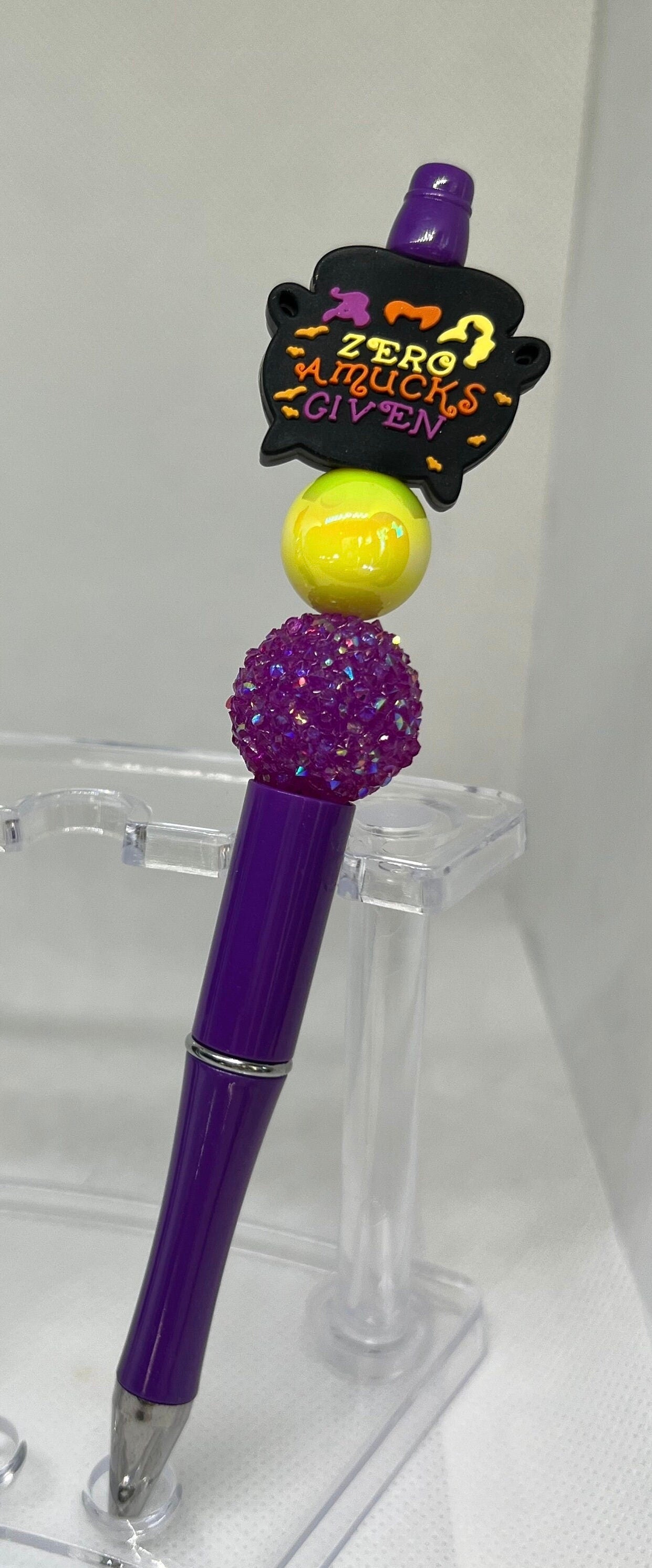 Beaded Pen Zero Amuck Given, Fun Pens Acrylic Beads, Custom Pen, Retractable Ink Pen, Gifts for her, Teacher, Nurses, Medical