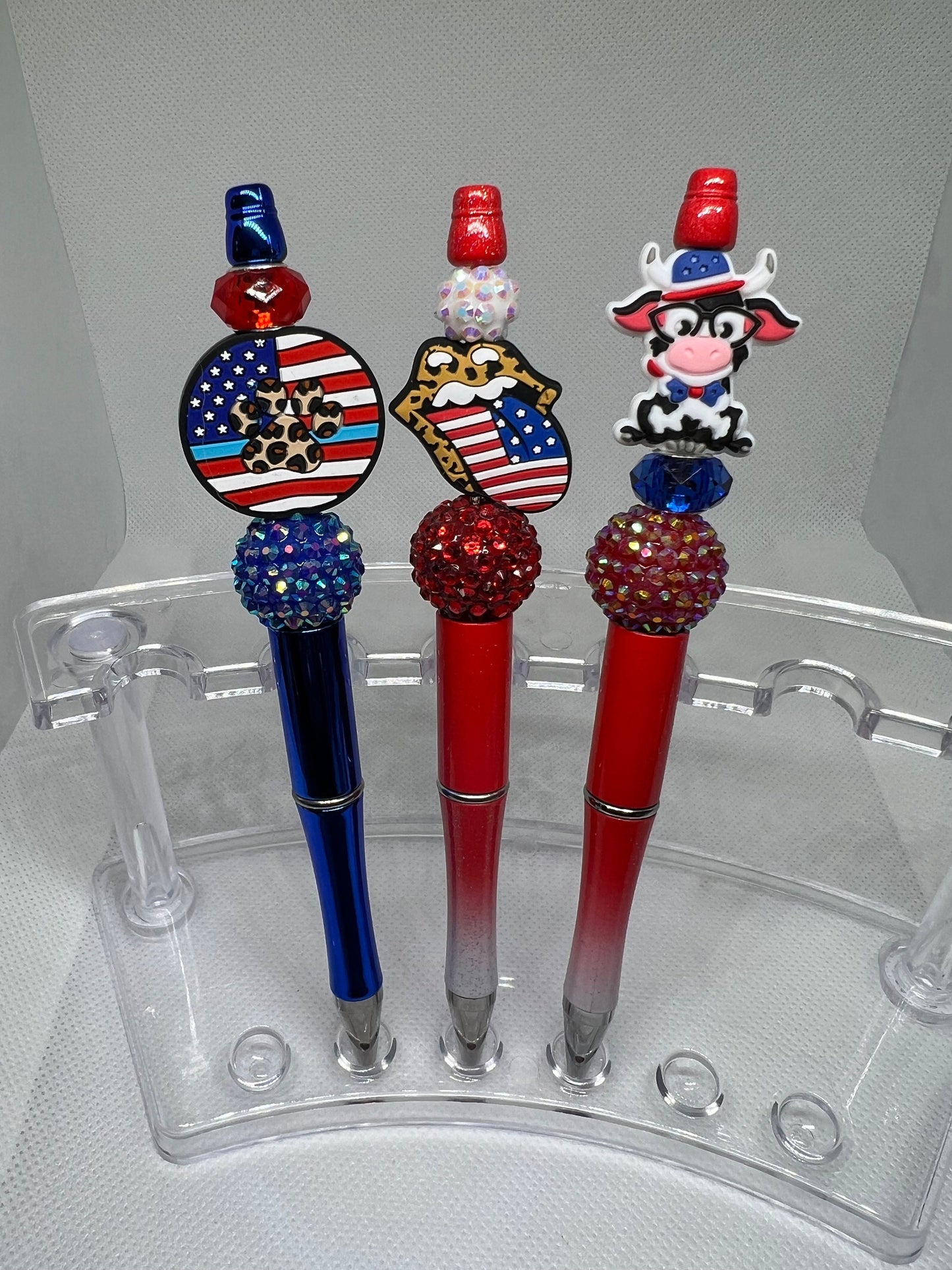 America Paw Print, Tongue, Cow Beaded Pen, Fun Pens Acrylic Beads, Custom Pen, Retractable Ink Pen, Gifts