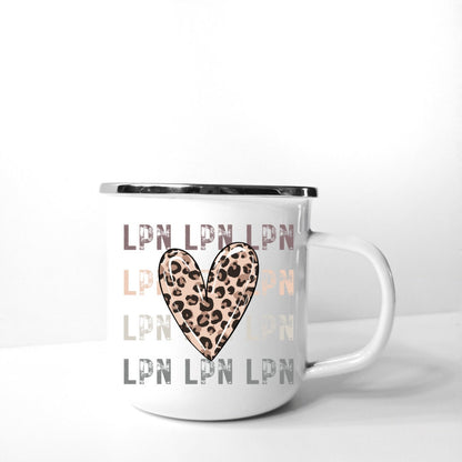 UVDTF Decal LPN Nurse Leopard Heart, 16oz Can Glass, Mug, or Tumbler, Shot glass, Keychain, Ready to Apply, Permanent Adhesive Waterproof