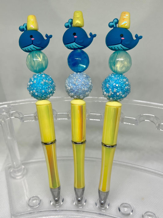 Beaded Pen Blue Whale, Fun Pens Acrylic  Beads, Beaded Pen, Retractable Ink Pen, Graduation Gift, Nurse Gift, Teacher Gift