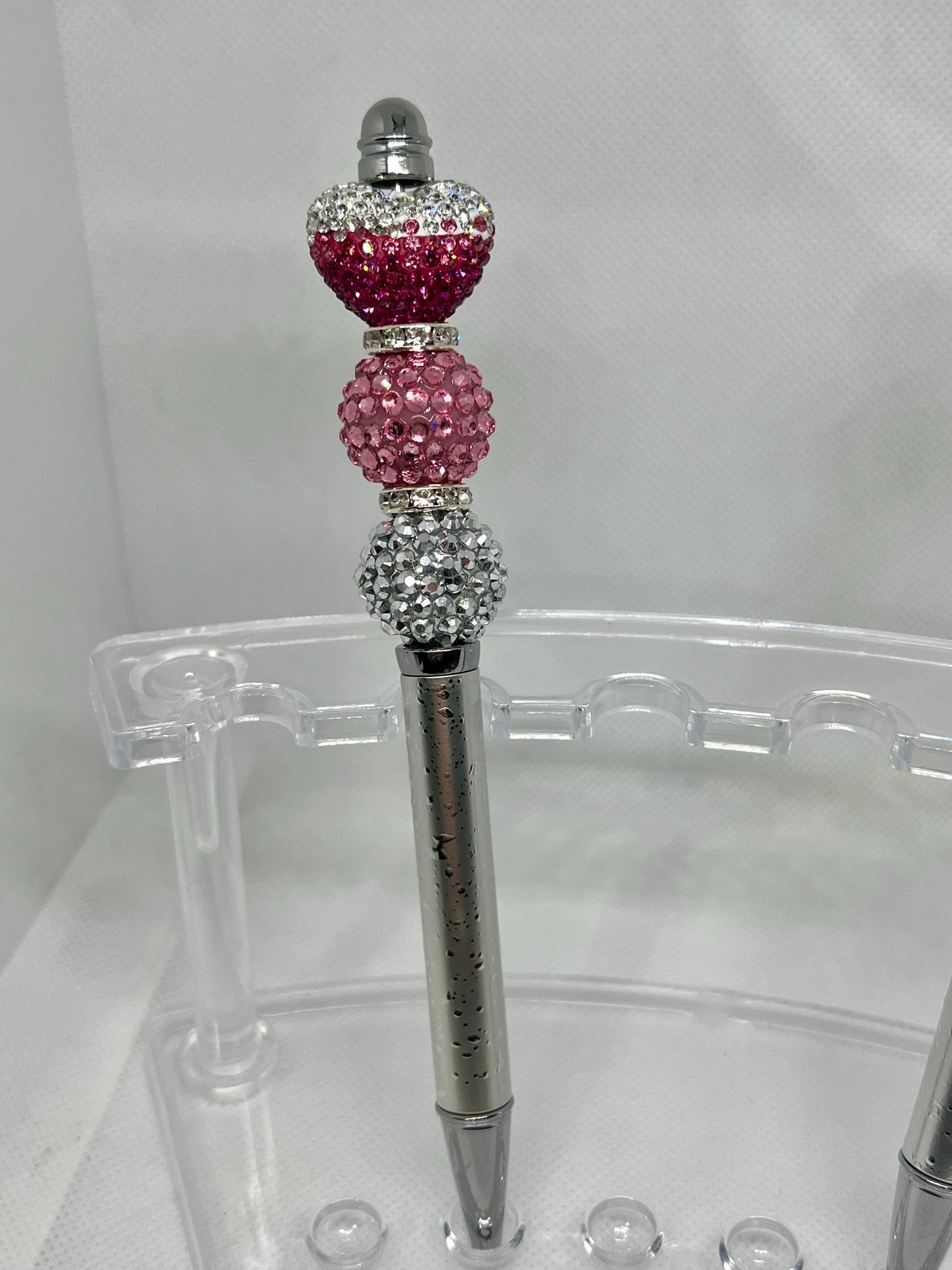 Beaded Pen Rhinestone Heart, Fancy Pen, Fun Pens Acrylic Beads, Custom Pen, Retractable Ink Pen, Gifts