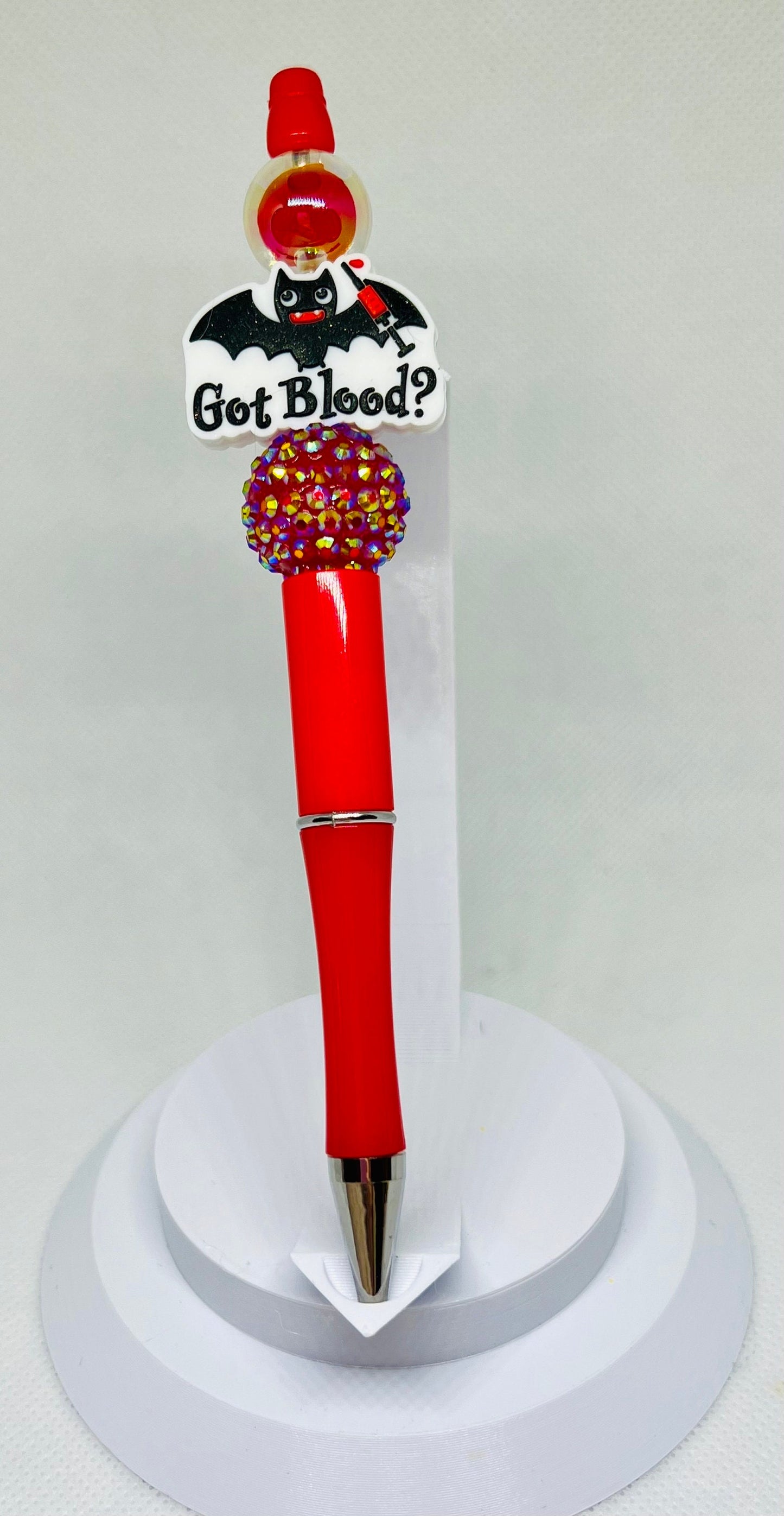 Beaded Pens, Phlebotomist Got Blood Bat, Fun Pens Acrylic Rhinestone Beads, Beaded Pen, Retractable Ink Pen, Gifts