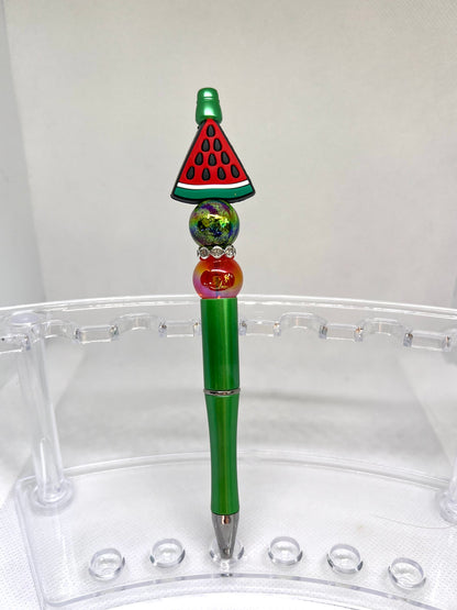Watermelon Slices Seeds Beaded Pen, Fun Pens Acrylic Beads, Custom Pen, Retractable Ink Pen, Gifts for her, Gifts for Teacher,