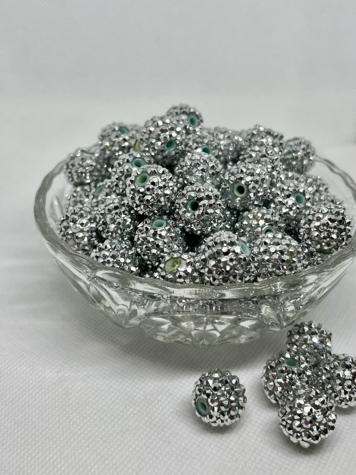 Acrylic Beads 14mm  Rhinestone Silver Beads , Acrylic Gumball Beads in Bulk, 14mm Beads, 14mm Bubble Gum Beads, DIY ideas