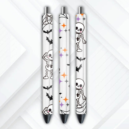 UVDTF Pen Wrap Cute Skeleton Bats, Halloween Pen Wrap, Permanent Adhesive Waterproof, Ready to apply