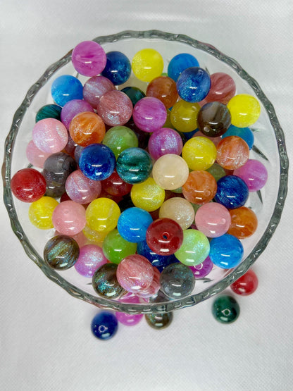 16mm Swirl Glitter Acrylic Beads, Acrylic Gumball Beads in Bulk, 16mm Beads, 16mm Bubble Gum Beads, DIY ideas, Chunky Beads