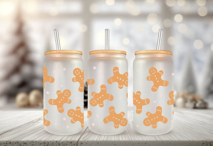 UVDTF Wrap Gingerbread Cookie for 16oz Can Glass, Mug, Tumbler, Ready to Apply, Permanent Waterproof Adhesive