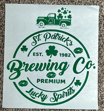 Screen Print St. Patrick’s Day  Beewing Co Clover Truck, Ready to Pree, Screen Print Transfer, Green Ink Screen Print