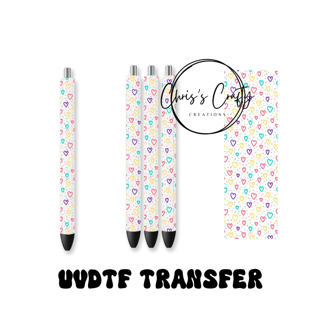 UVDTF Pen Wrap Valentines Hearts , Ready to Apply, Permanent Adhesive Waterproof, Bundle and Save