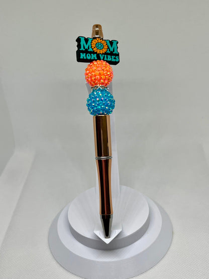 Mom Vibes Beaded Pen, Refillable Ink Pen, Sarcastic Pen, Fun Pens Acrylic Beads, Custom Pen, Retractable Ink Pen, Gifts, Graduation