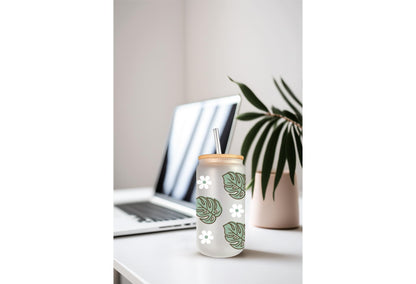 Plant Daisy Wrap – Waterproof Sticker for 20oz Glass Mug | Permanent Adhesive