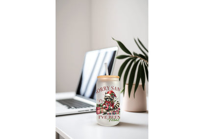 UVDTF Wrap Sorry Santa I’ve Been Feral Racoon Coquettes Bows 16oz Can Glass, Mug,  40oz  Tumbler, Ready to apply, Christmas Wrap