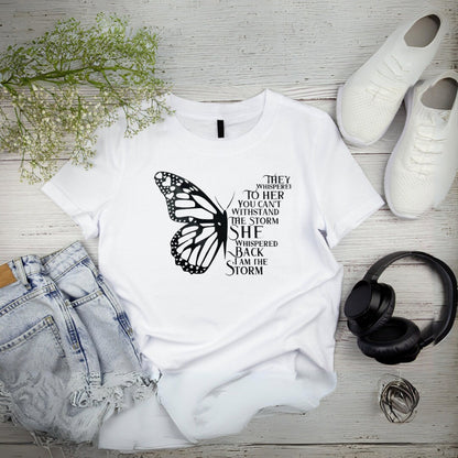 Storm Quote Butterfly Single Color Screenprint Transfer, Ready to Press ScreenPrint Transfer, Black Ink Screen Print Transfer