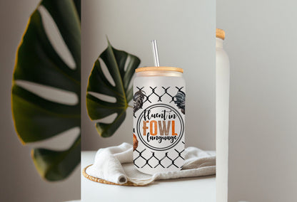 UVDTF Wrap Chicken Fluent in Fowl Language 16oz Can Glass, Mug, Tumbler Wrap, Chicken Wrap,  Ready to apply, Permanent Waterproof Adhesive