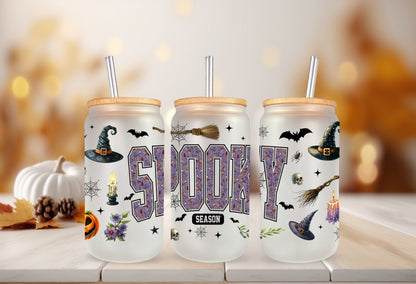 Halloween Cup Wrap - 16oz Tumbler Wrap With Witch Hat & Spooky Season Decal