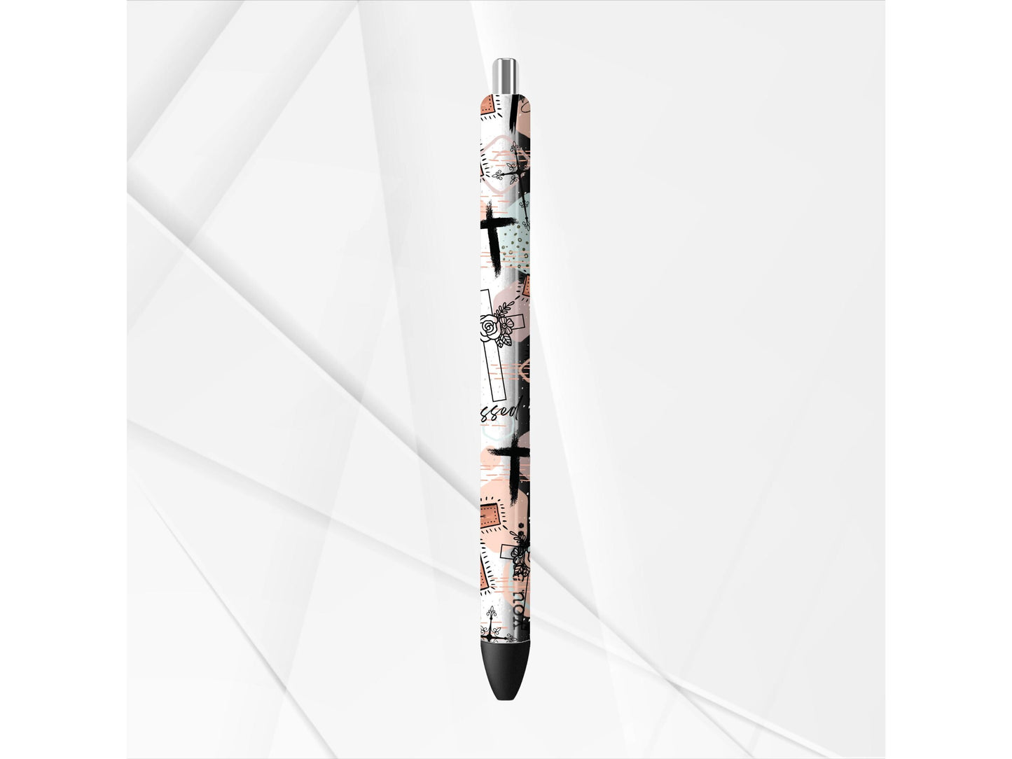 UVDTF Pen Wrap Christian Cross Blessed, Cross Pen Wrap, Ready to apply, Permanent Waterproof Adhesive