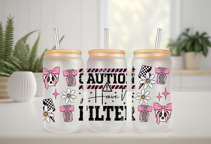 UVDTF Wrap Sarcasm Funny No Filter for 16oz Can Glass Mug Tumbler, Ready to Apply, Permanent Waterproof Adhesive