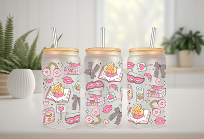 UVDTF Wrap Romance Smutty Books for 16oz Can Glass Mug Tumbler, Ready to apply, Permanent Waterproof Adhesive, Double Sided Option