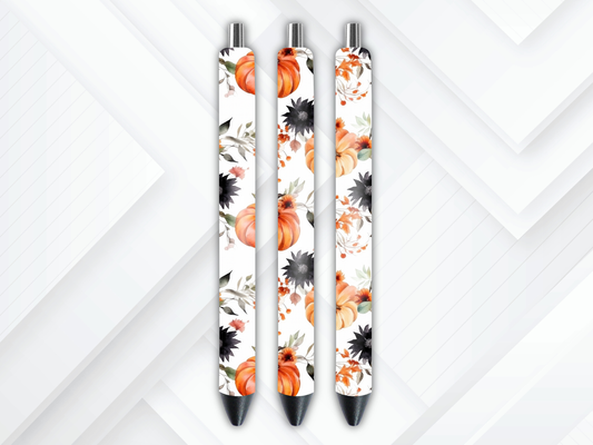 Fall Pumpkin Floral Pen Wrap Waterproof Permanent Adhesive Gel Pen Sticker