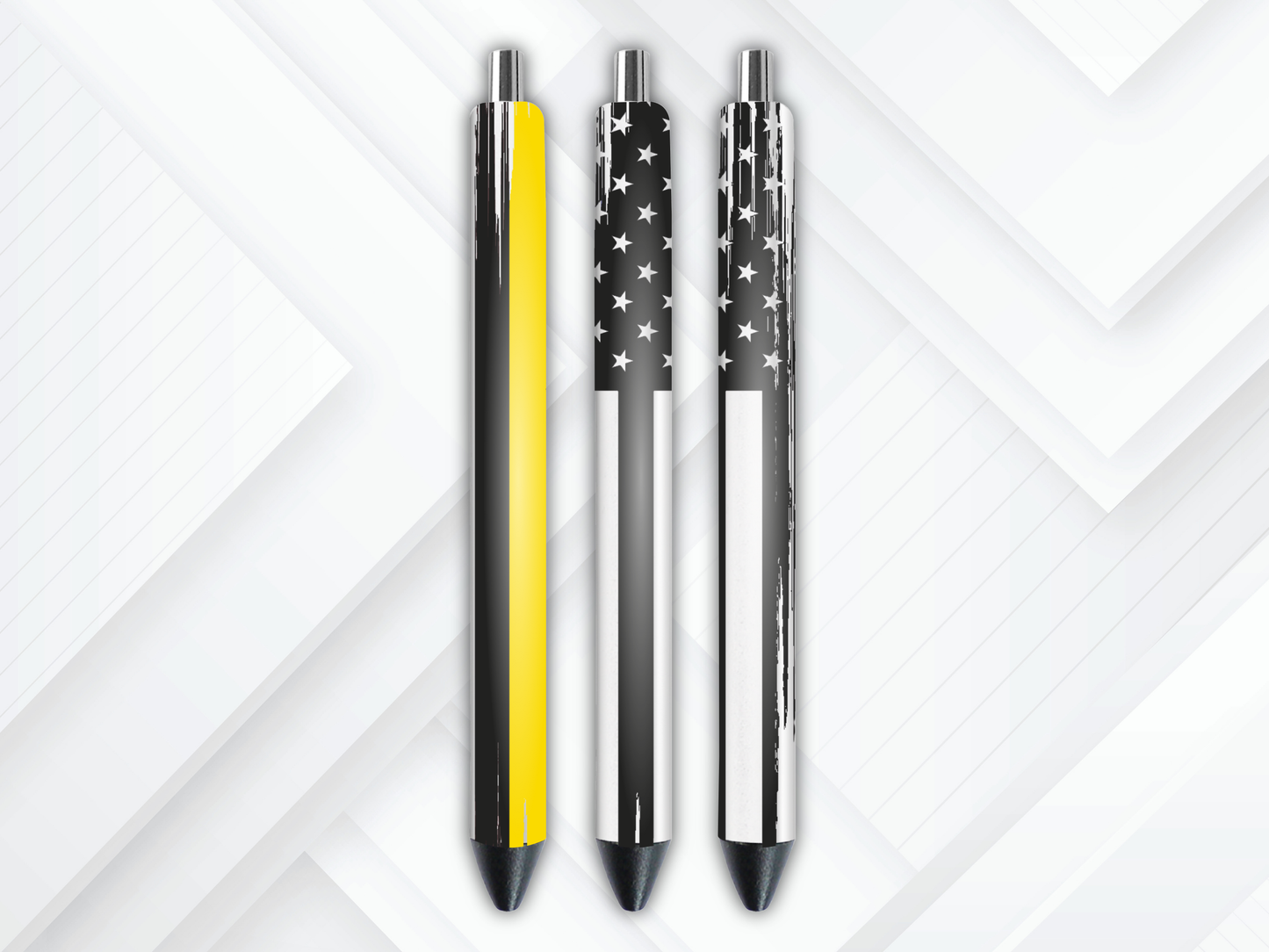 Thin Yellow Line flag UV DTF permanent waterproof adhesive pen wrap for custom pen crafting.