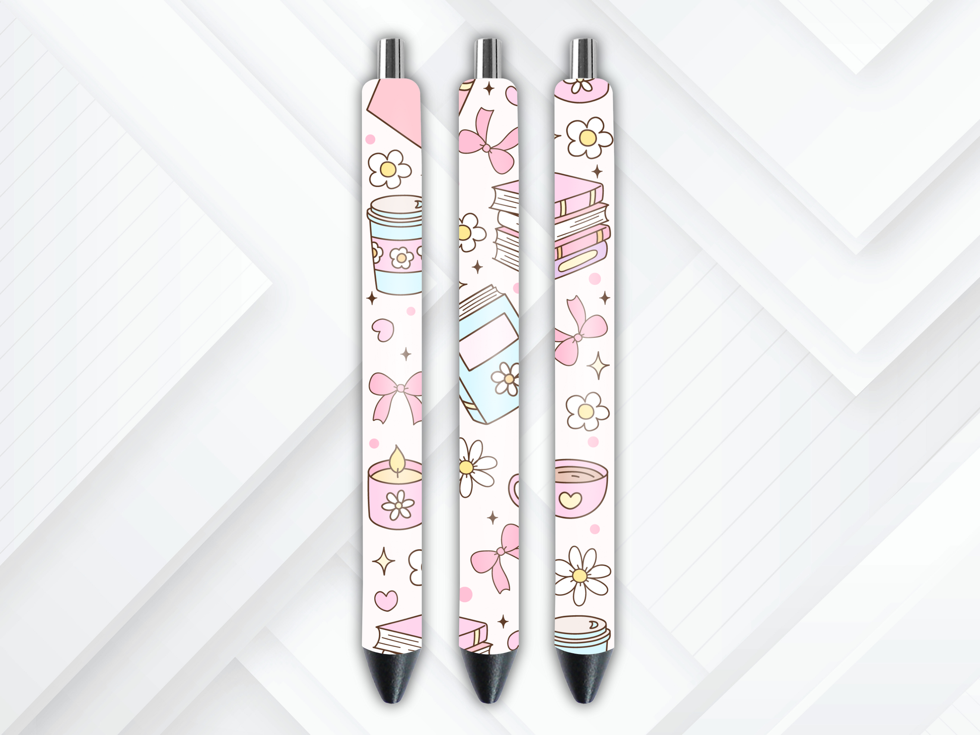 UV DTF pen wrap featuring girly book, sized for standard pens with peel-and-stick application.
