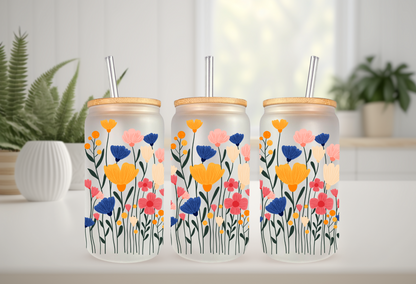 UVDTF Wrap Wildflower Blossoms for 16oz Can Glass Mug Tumbler, Wildflower Wrap, Ready to Apply, Permanent Waterproof Adhesive