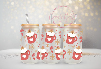 UVDTF Wrap Hot Cocoa Gingerbread Cookie for 16oz Can Glass Mug Tumbler, Ready to Apply, Permanent Waterproof Adhesive