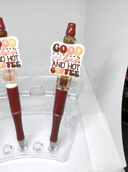 Beaded Pen Coffee Vibes, Fun Pens Acrylic  Beads, Beaded Pen, Retractable Ink Pen, Gifts