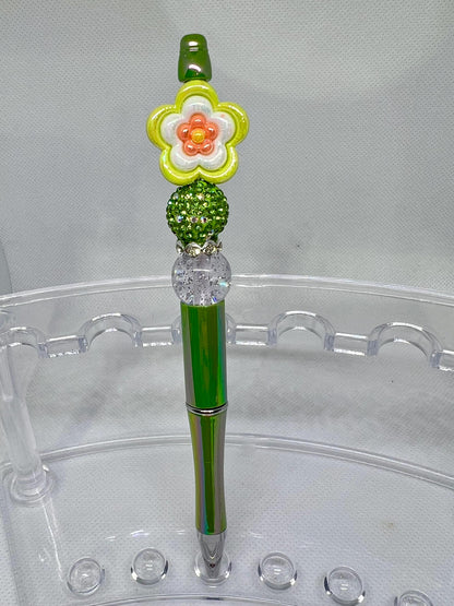 Beaded Pen Retro Flower, Refillable Ink Pen, Sarcastic Pen, Fun Pens Acrylic Beads, Custom Pen, Retractable Ink Pen, Graduation