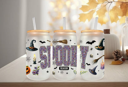 Halloween Cup Wrap - 16oz Tumbler Wrap With Witch Hat & Spooky Season Decal