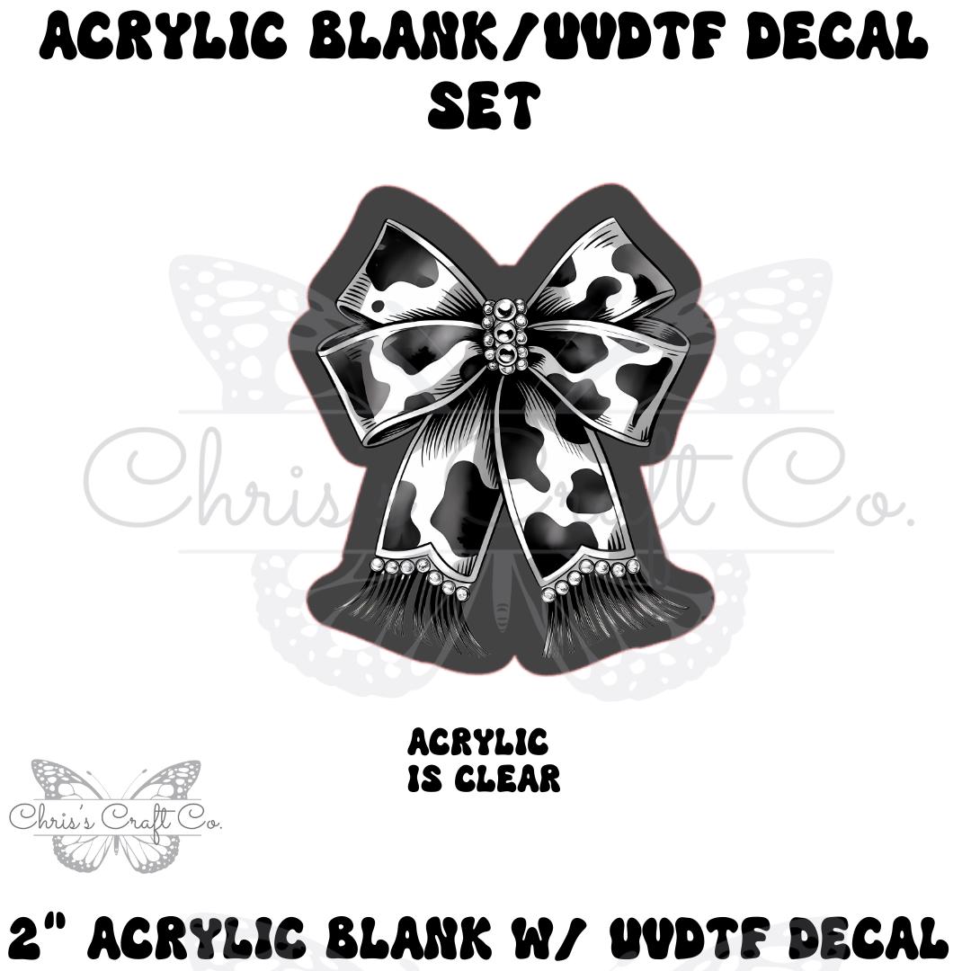 Western Cow Print Acrylic Blank Decal Set, DIY Badge Reels, Bow Blank and UVDTF sticker, Unfinished Badge Reel, Badge Reel Blanks