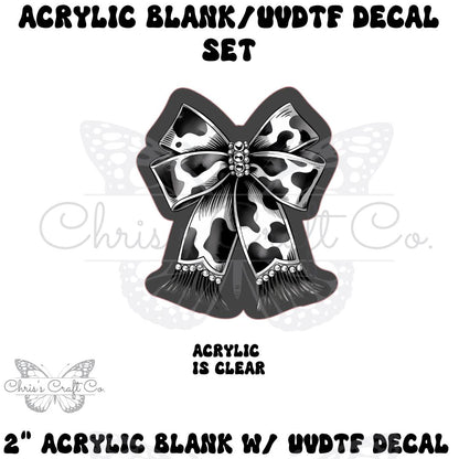 Western Cow Print Acrylic Blank Decal Set, DIY Badge Reels, Bow Blank and UVDTF sticker, Unfinished Badge Reel, Badge Reel Blanks