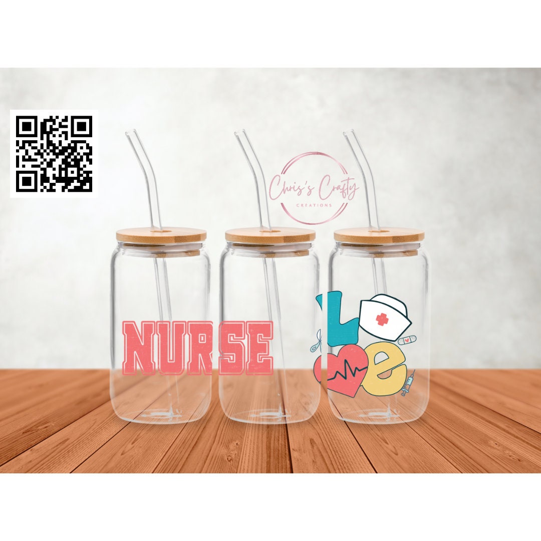 UVDTF Wrap Nurse Love for 16oz Mug or Tumblers, Ready to apply, Permanent Waterproof Adhesive