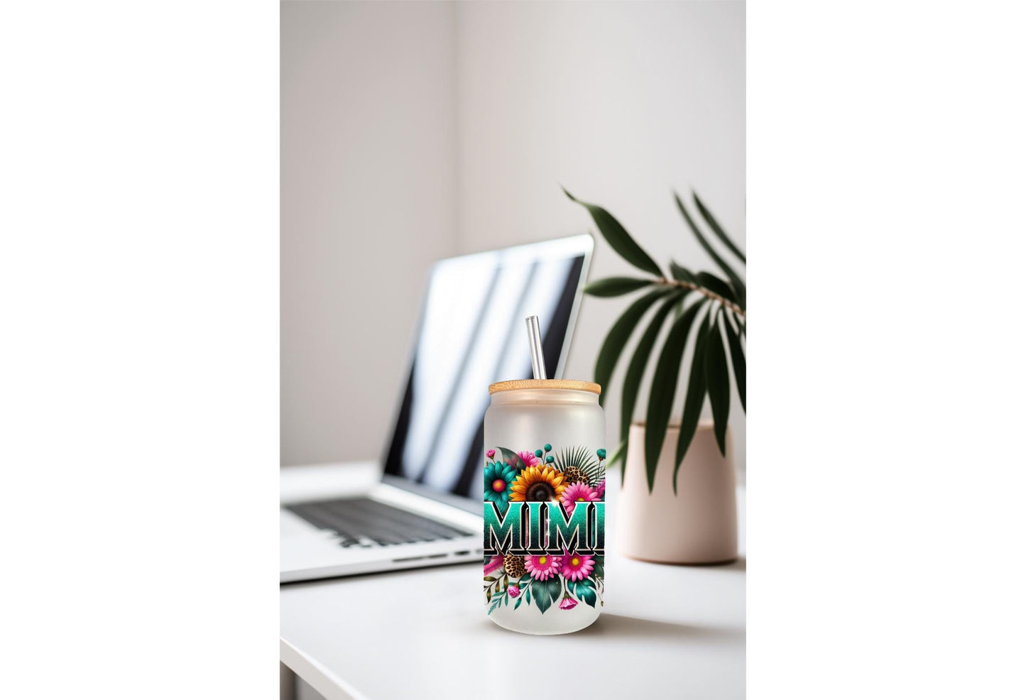 16oz Can Glass Wrap – Floral Cup Tumbler Wrap with Permanent Waterproof Adhesive