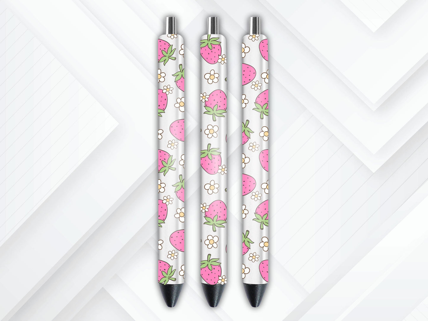 UVDTF PEn Wrap Strawberry Flower, Pink Strawberries, Ink Joy Pen, Ready to Apply, Permanent Waterproof Adhesive