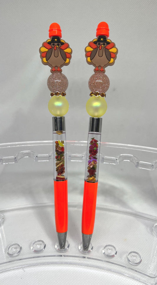 Beaded Pen Shaker Thanksgiving Turkey Ink Pen, Fall Pen, Nurse Gifts, Teacher Gifts, Graduation Gifts, Gifts for Her, Retractable Pen