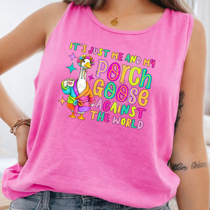 Porch Goose Against The World DTF Transfer - Ready to Press Retro Groovy Decal